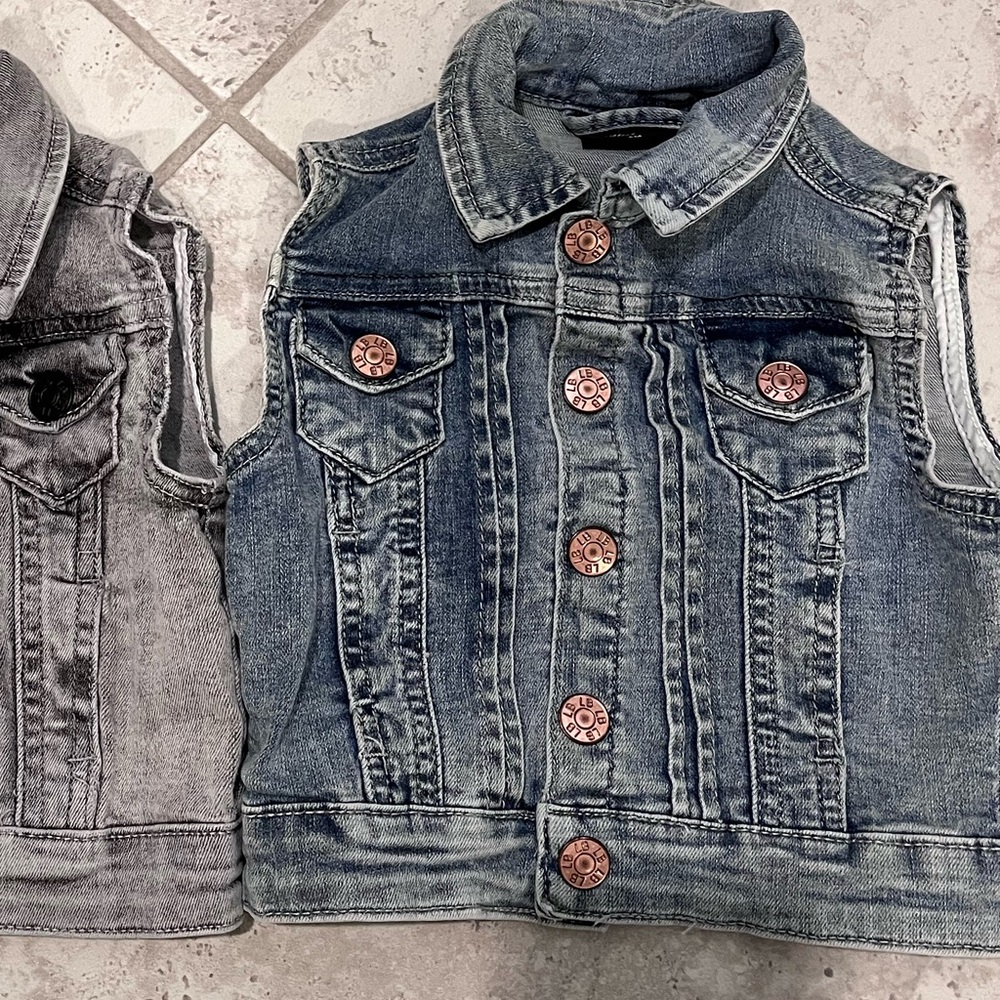Little Bipsy medium wash denim vest 0-6 months